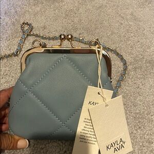 Kayla + Ava Blue Quilted Crossbody Bag NWT